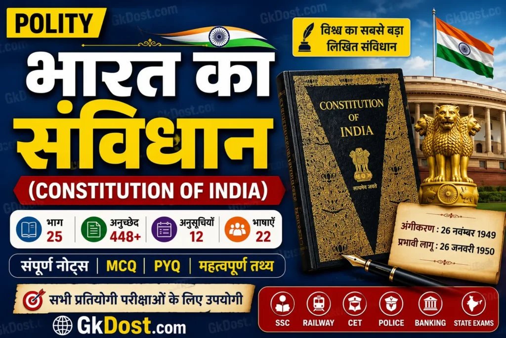 भारत का संविधान Notes PDF, MCQ एवं PYQ