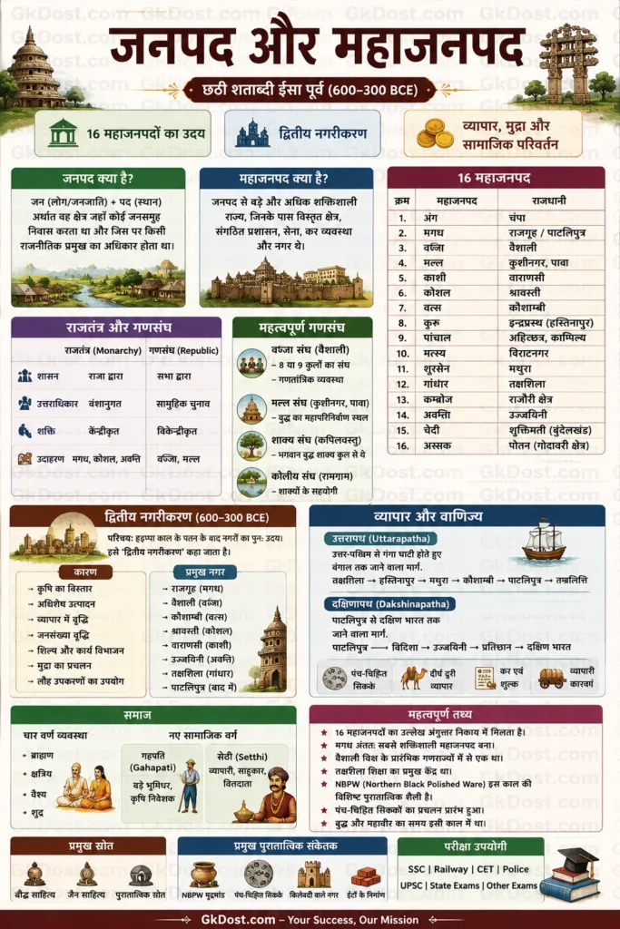 जनपद और महाजनपद Quick Revision Infographic