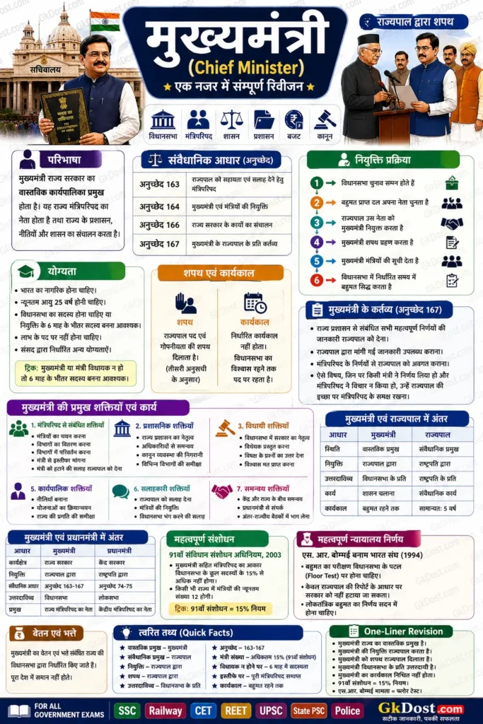 मुख्यमंत्री Quick Revision Infographic in Hindi