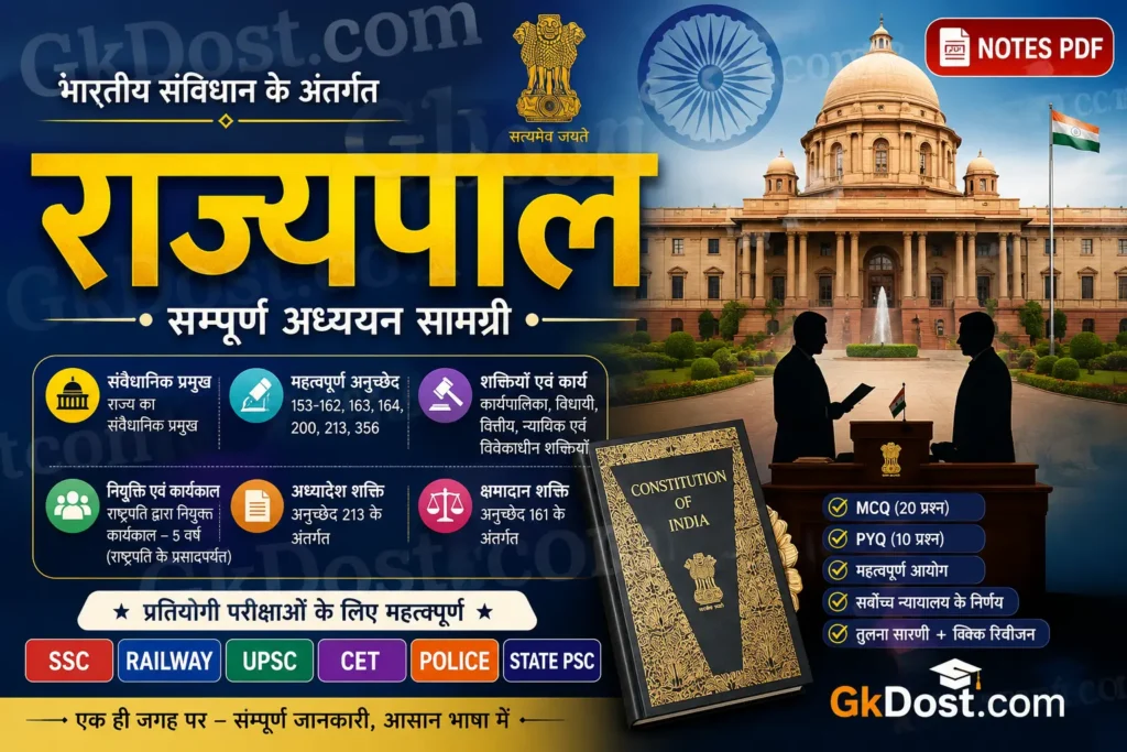 राज्यपाल Notes PDF | अनुच्छेद 153-162, शक्तियाँ, कार्य, MCQ एवं PYQ