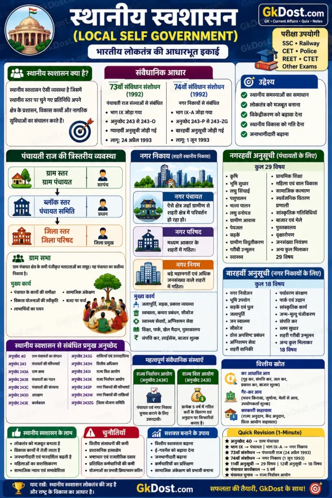 स्थानीय स्वशासन Quick Revision Infographic