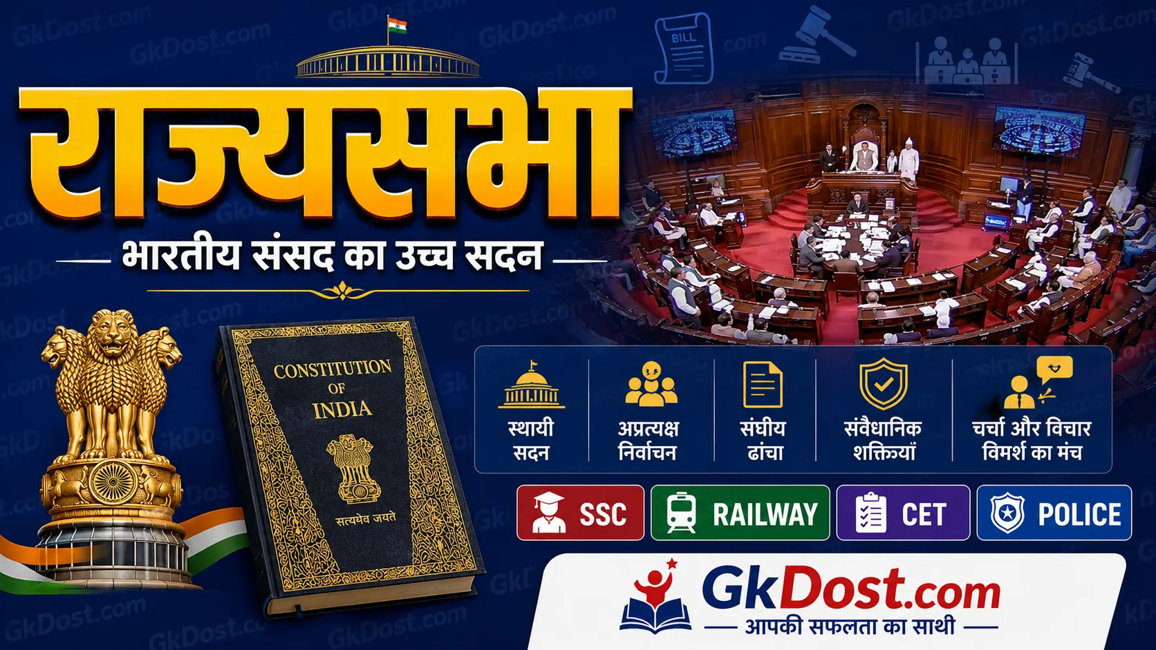 राज्यसभा Notes in Hindi: गठन, संरचना, शक्तियां एवं कार्यकाल