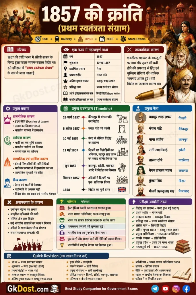 1857 की क्रांति Quick Revision Infographic