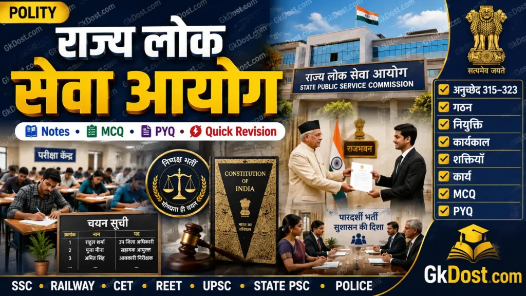 राज्य लोक सेवा आयोग (State Public Service Commission) Notes in Hindi | गठन, कार्य, शक्तियाँ, अनुच्छेद, MCQ एवं PYQ